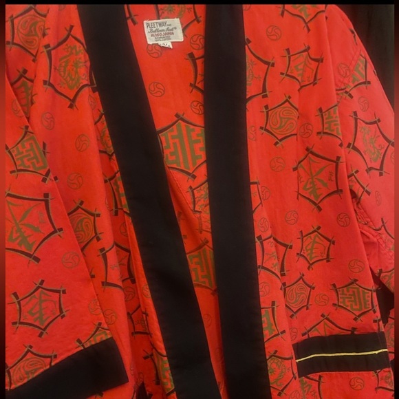 Pleetway Vintage Bold Red & Black Asian Designed (Size 13/14) Kimono Pajama Set - Picture 11 of 14